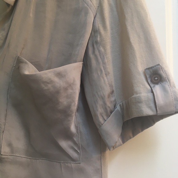 Jacob mixed media silver/grey tunic shirt button-up top - Picture 3 of 7